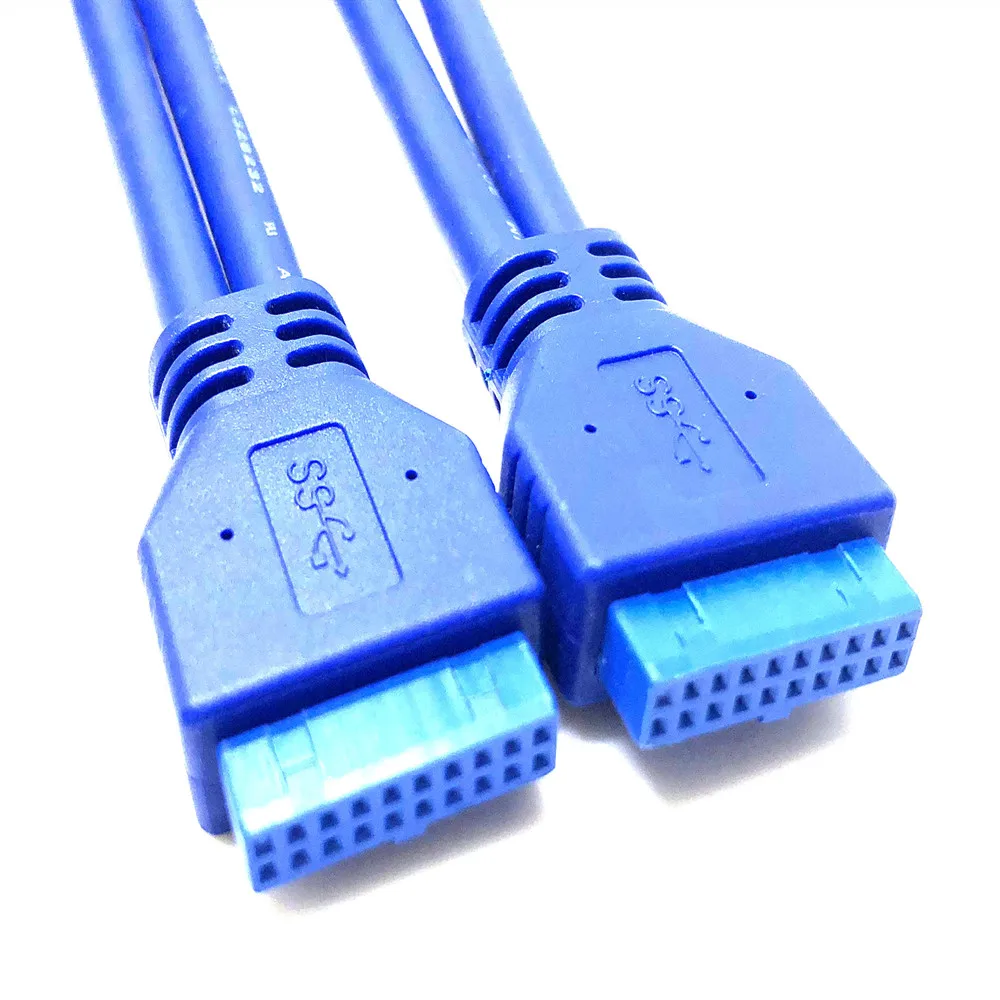 USB 3.0 plokštė 20-pin jungtis išplėtimo adapterio kabelis, USB dual jungtis female-to-moterų išsiplėtimo, 20-pin USB3 kabelis 50