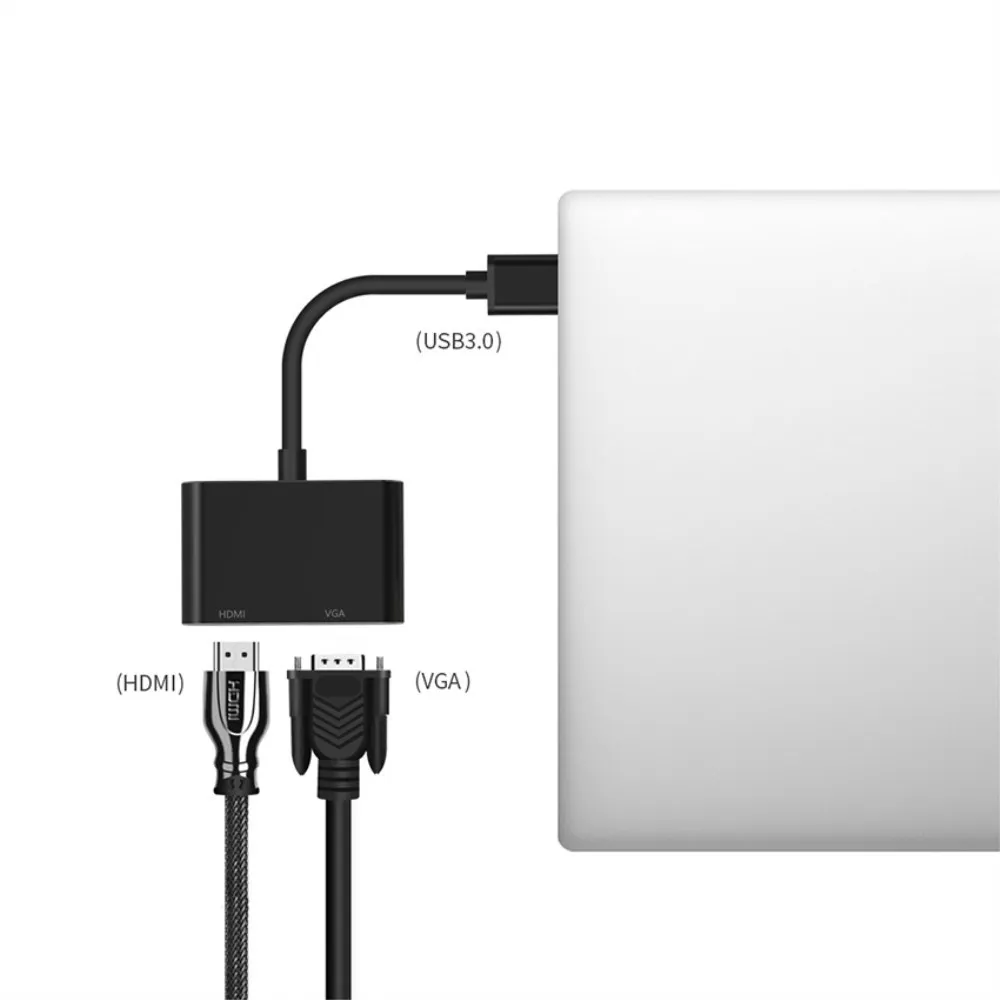USB3.0 HDMI+VGA Adapteris 1080P Multi-Ekranas USB3.0 HDMI VGA Konverteris Audio Video Laidas Nešiojamas KOMPIUTERIS Monitorius, Projektorius,