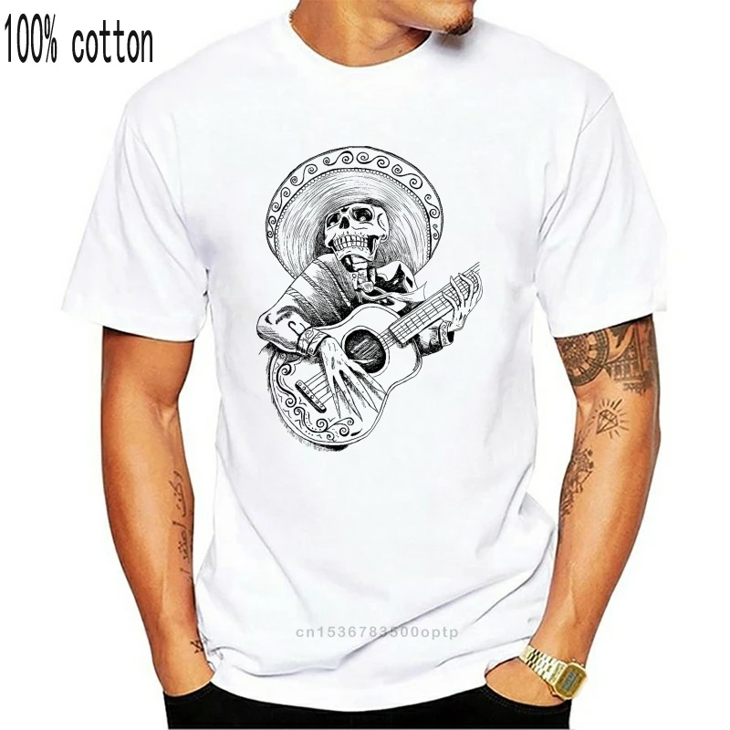Unikalus T-shirt Meksikos Mariachi Dainavimo Kaukolė Marškinėliai Vyrams Baltos spalvos Marškinėlius Medvilnės Viršūnes Dainininkas Tee Hip-Hop Drabužius Nuolaida