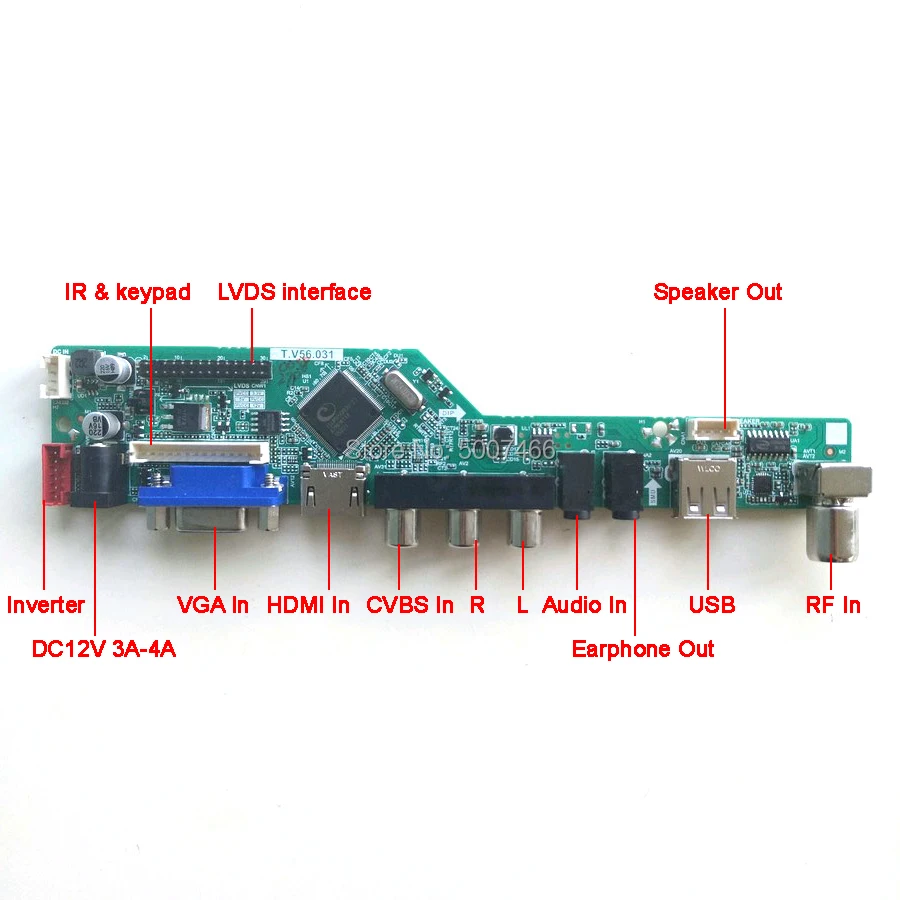 Už HSD190MEN3-A00/C00 VGA, AV, USB RF LCD panelė T. V56 valdiklio plokštės 4CCFL 30Pin LVDS Nuotolinio+Inverter+klaviatūros Rinkinys