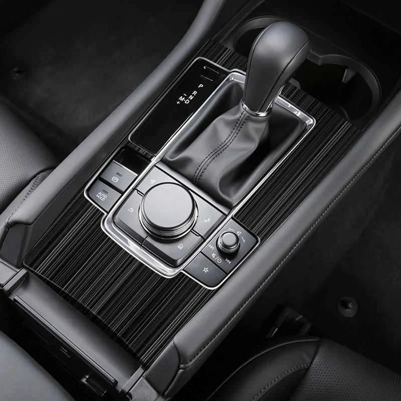 Už Mazda 3 Alexa 2019 2020 iš Nerūdijančio Plieno, Anglies pluošto Pavarų Perjungimo Langelį Skydelio Dangtelį Automobilių Vandens Puodelio Laikiklis Lipdukas Priedai