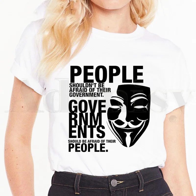 V for Vendetta Anonimas Nepaklusti Fawkes Vendetta Hakeris T Marškinėliai, moteriški marškinėliai trumpomis Rankovėmis Moteriška Viršūnes Tees Grafinis T Marškinėliai