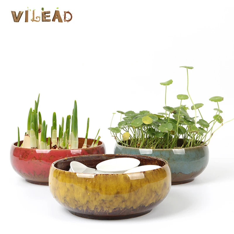 VILEAD 17cm Keramikos Vazonas Lotus Hydroponic Vazoninių Augalų Asmenybės Succulents Augalai Narcizas Patiekalas Lotusseed Vazonas