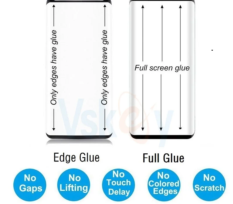 VSKEY 10VNT Visą Klijai Grūdintas Stiklas Xiaomi Mi CC9 CC9E Mi A3 / A3 Lite Pilnas draudimas Screen Protector Apsauginė Plėvelė