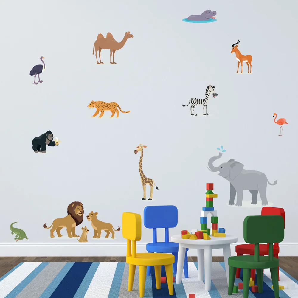 Vacclo Animacinių filmų anglų Gyvūnų Mokymo Sienų Lipdukai skirti vaiko Kambarys Vaikai atpažins Nuotraukų ir Žodžių Mokymosi Sienos Lipdukai
