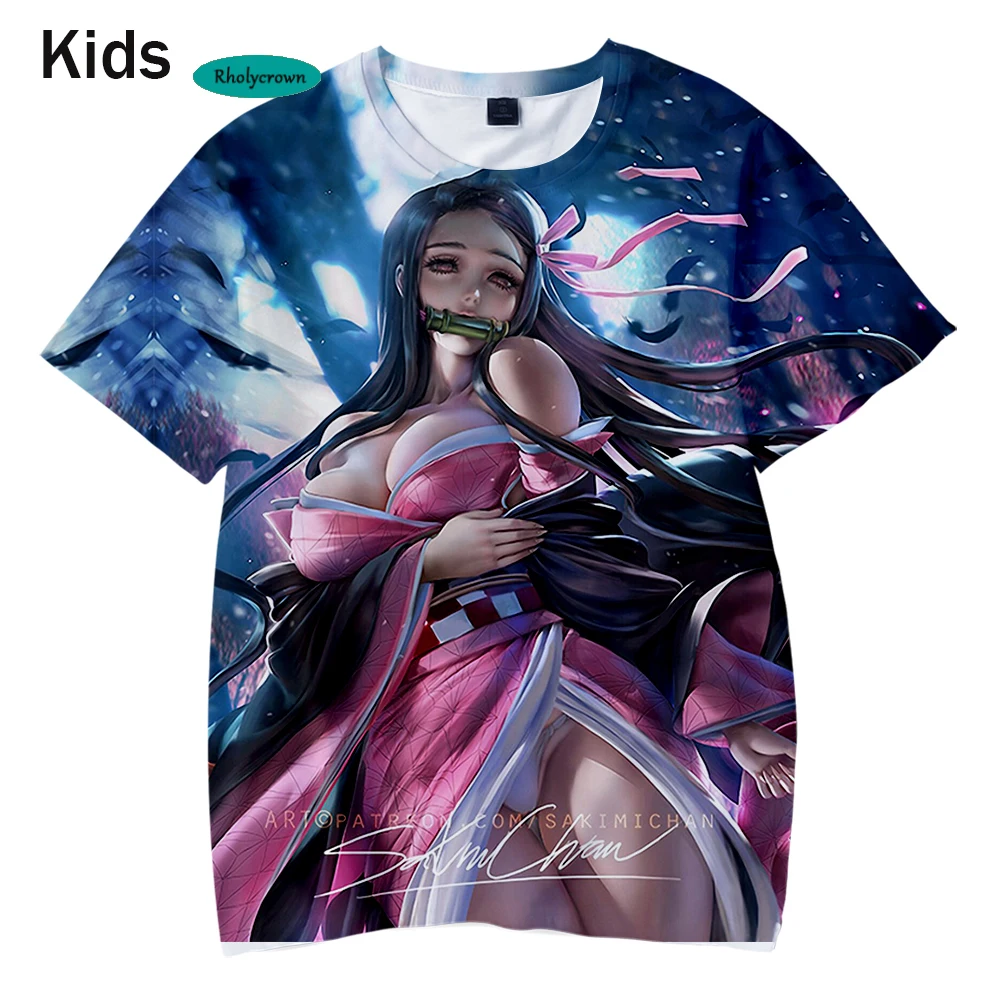 Vasaros 3D T-Shirt Naujas Prined Komiksų Demon Slayer Vaikų marškinėliai Mada Vaikams Hip Hop Berniukų, Mergaičių 3D Kimetsu nr. Yaiba t-Shirt