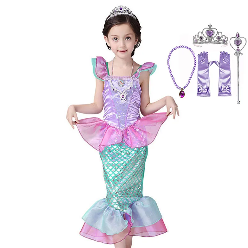 Vasaros Paplūdimys, Mermaid Dress Vaikų Karnavalas Cosplay Kostiumų Vaidmenų žaidimą sudaro Šalies Mergaičių Drabužiai Pasakos Undinėlė Paslėpti