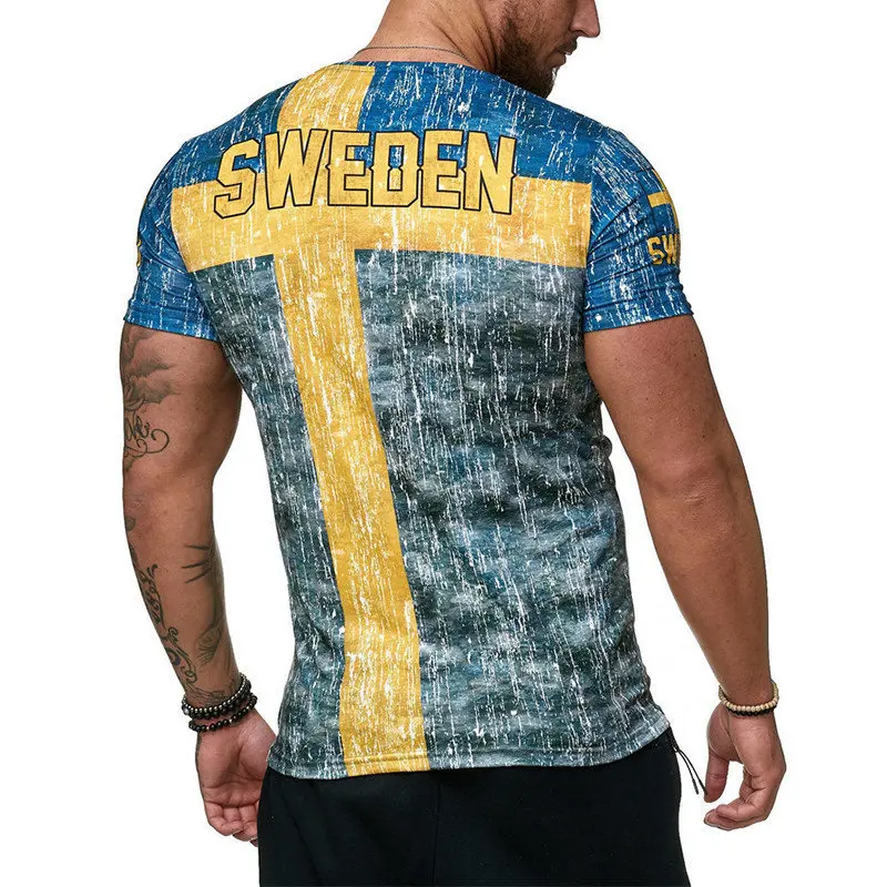 Vasarą ispanijos vėliava megztiniai vyrams marškinėliai švedijos laišką 3D spausdinimo vyriški t-shirt Kvėpuojantis streetwear kasdienių drabužių XXS-6XL