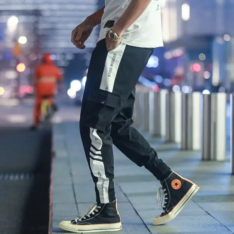 Vyrai Poilsiu Kelnės Atsitiktinis Žmogus Kelnes Streetwear Hip-hop Juoda Krovinių Kulkšnies ilgio Kelnės Sporto Balta Techwear Jogger