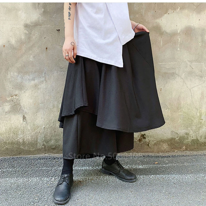 Vyrų Kelnės Japonų Stiliaus Kelnės Juodos Mados Haori Samurajus Cosplay Kostiumai, Streetwear Gothic Punk Karnavalas Šalies Plus Size