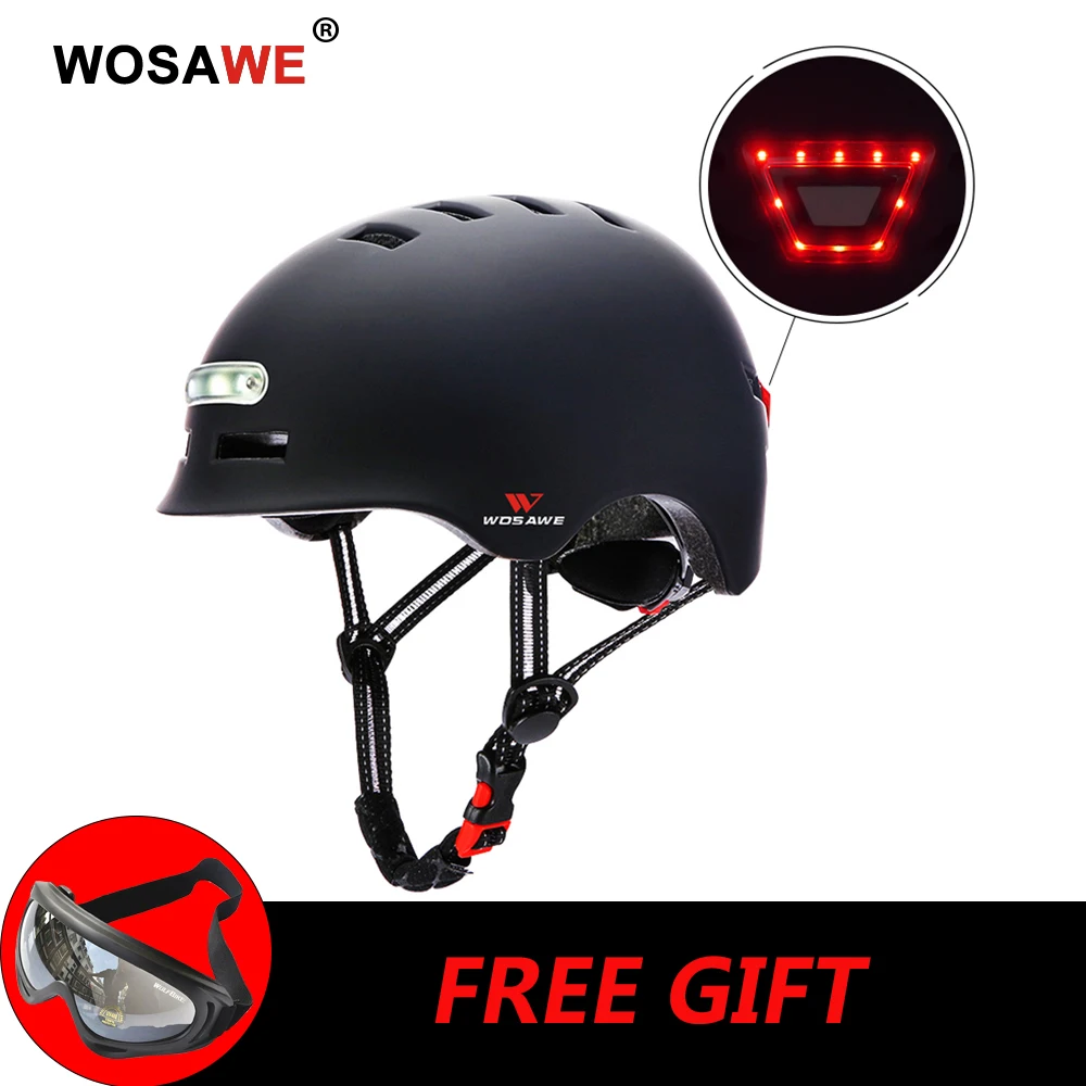 WOSAWE Naujas Motociklo Šalmas su Tailligh&Priekiniams USB Įkrovimo Signalas Įspėjimas Saugos Dviratis, Elektrinis Motoroleris, Šalmas, M, L