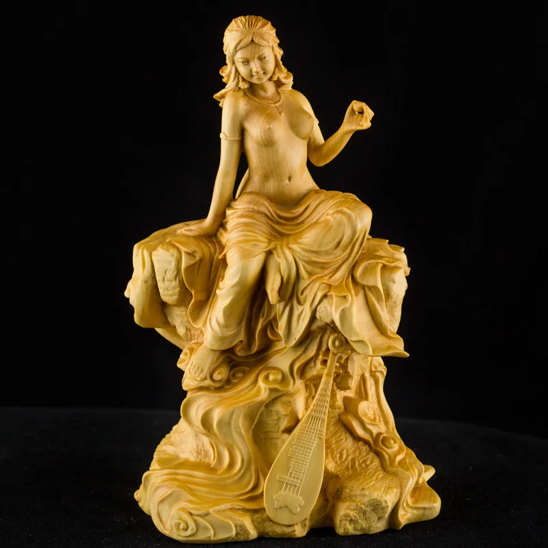 WU CHEN ILGAI Kinų Kūrybos Drožyba Klasikinio Lady Meno Skulptūra Grožio Moteris Statulėlės Boxwood Amatų Dekoro Namų R3790