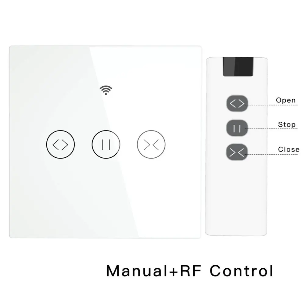 WiFi-rf Smart Touch Užuolaidų jungiklis, Žaliuzės Ritininiai durų Užrakto Jungiklis, RF nuotolinio valdymo pultas, kelis jungiklius, Alexa / / / Baltas