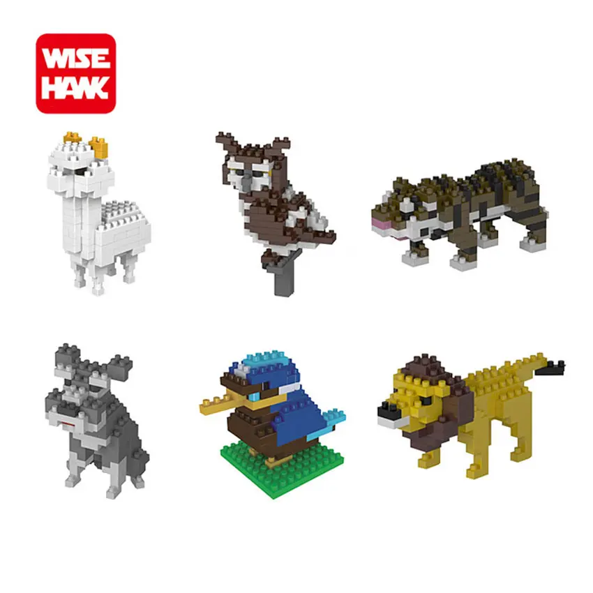 WiseHawk Gyvūnų Serijos Mini Blokai Paukščių Šuo Liūtas ir Tigras 