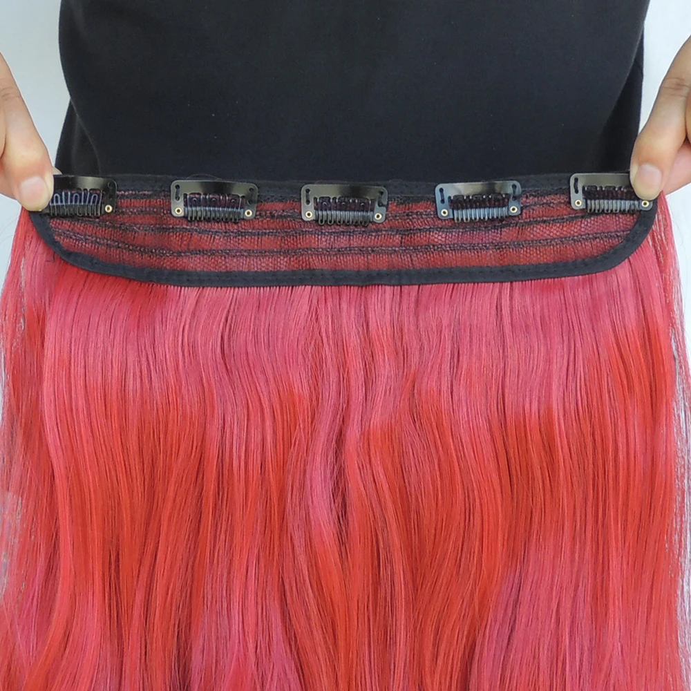 Wjj12070/130m 2 Gabalas Xi.Uolų perukai, Plaukų Pratęsimo Sintetinių Barrettes Įrašus Plėtiniai Garbanotas Staigius Hairpiece Rose Red