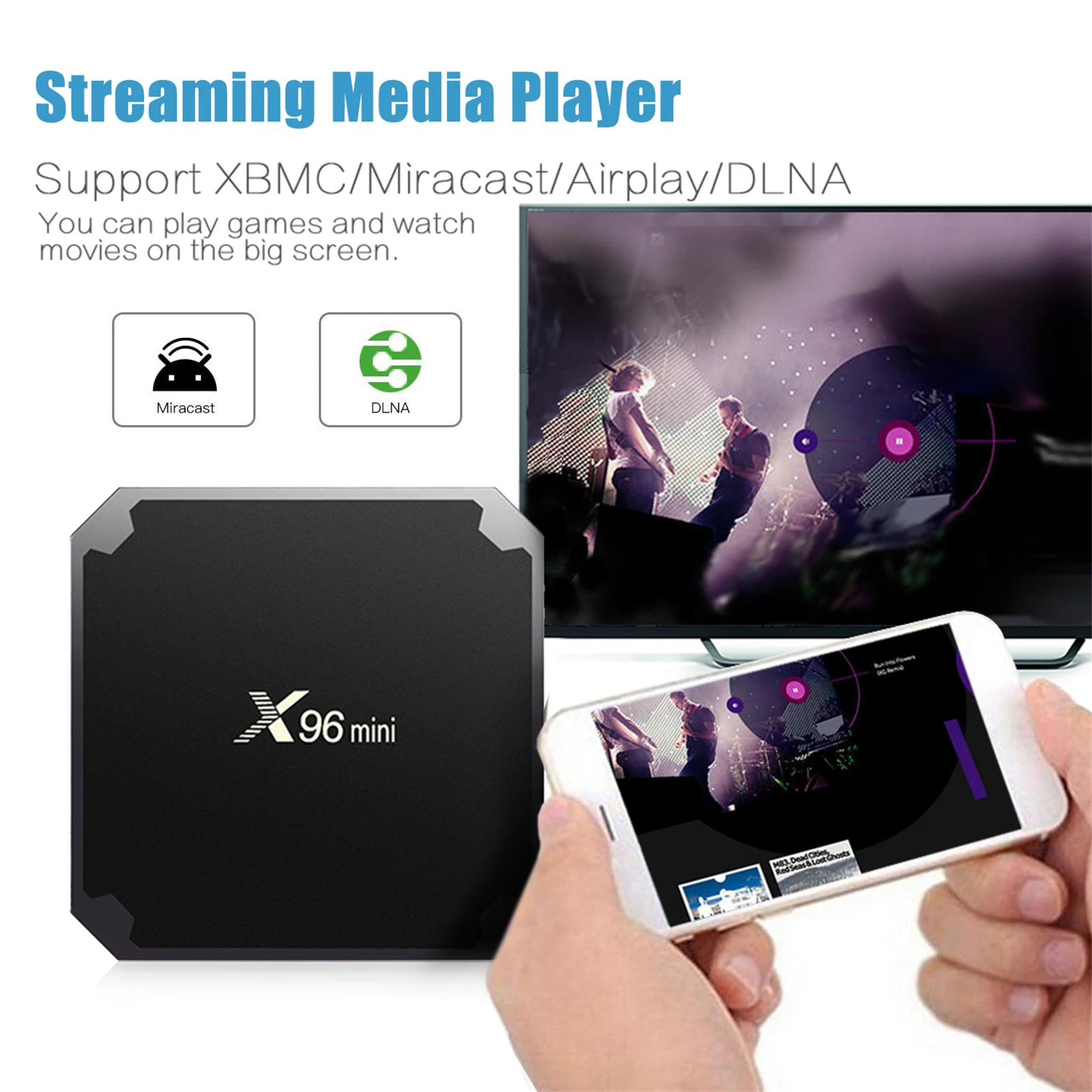 X96mini naują Android 9.0 X96 mini Smart TV BOX S905W Quad Core palaikymas 2.4 G Bevielio WIFI media box, Set-Top Box