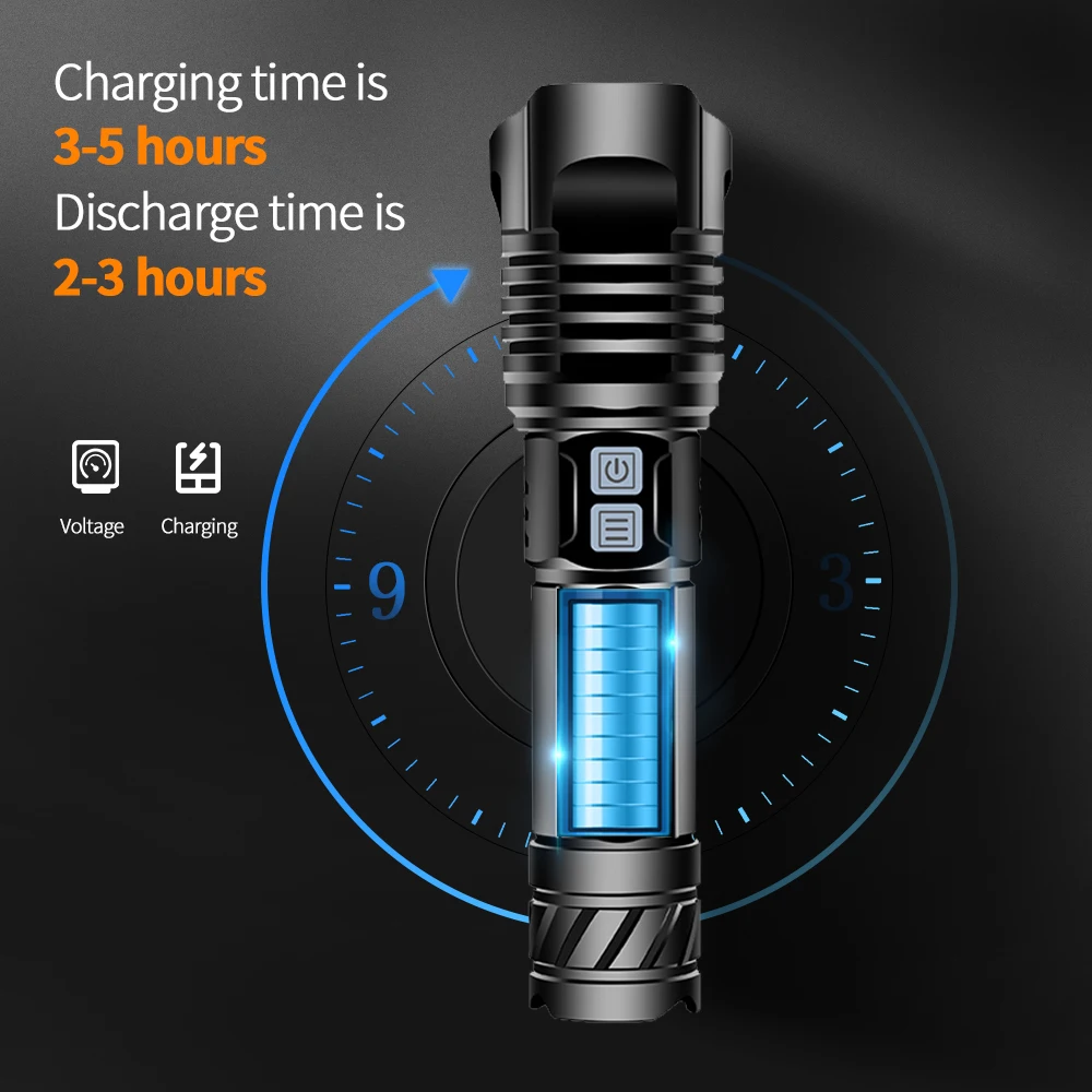 XHP100 Labiausiai galingas LED Žibintuvėlis Nešiojamų Itin šviesus XHP50.2 Fakelas USB Įkrovimo Zoomable Taktinis Šviesos Kempingas žibintų