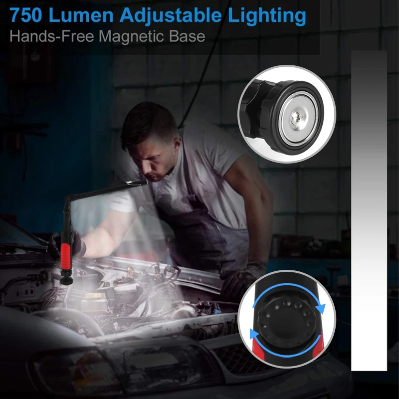 Įkraunamas LED Darbo Šviesos Sulankstomas LED Žibintuvėlis Belaidžius Nešiojamuosius Magnetinio COB LED Darbo Žibintai Tikrinimo Šviesos Garažas