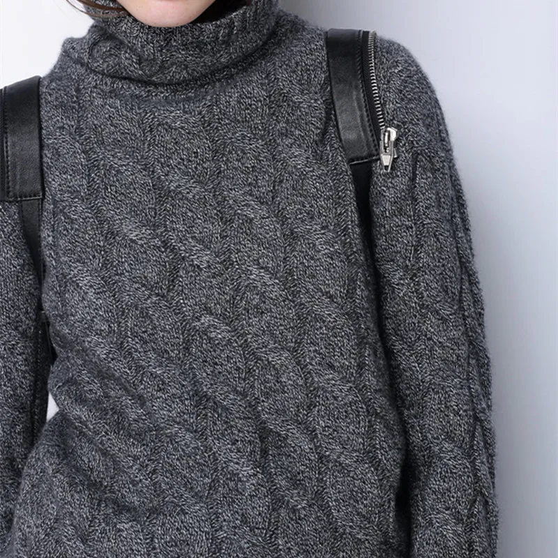 žiemos džemperis moterims, aukštos apykaklės kašmyro megztinis moteriška mada thicked megztinis 2018 nauja tvist modelio dugno šiltas megztinis