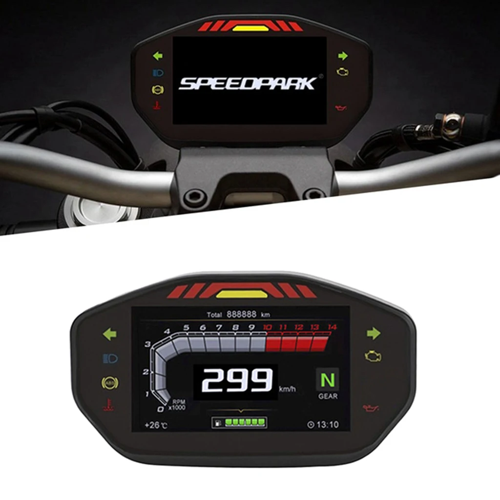 1 2 4 Cilindrų Motociklą LCD Spidometro Daviklis Ridos DC 8-12V 14000 APS / min, LCD Ekranas Skaitmeninis Matuoklis belaidžio motoroleris
