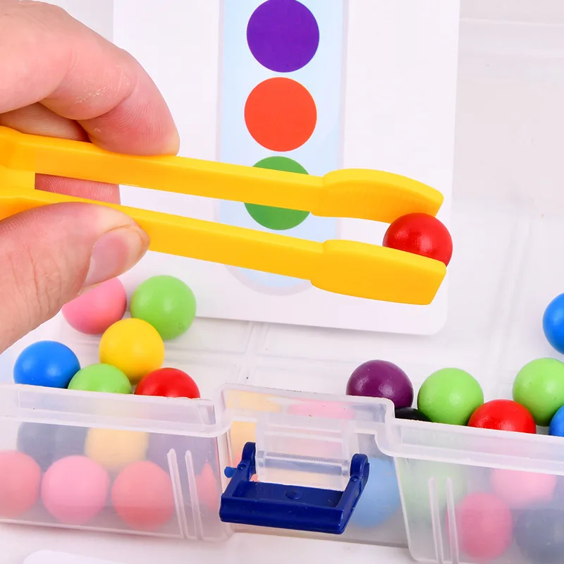 1 Nustatytas Naujo Tipo Kamuolį Ir Granulių Žaislai, Vaikų Ankstyvosios Vaikystės Montessori EducationChildren Žaislas 8 Spalvų Medinių Kamuolys