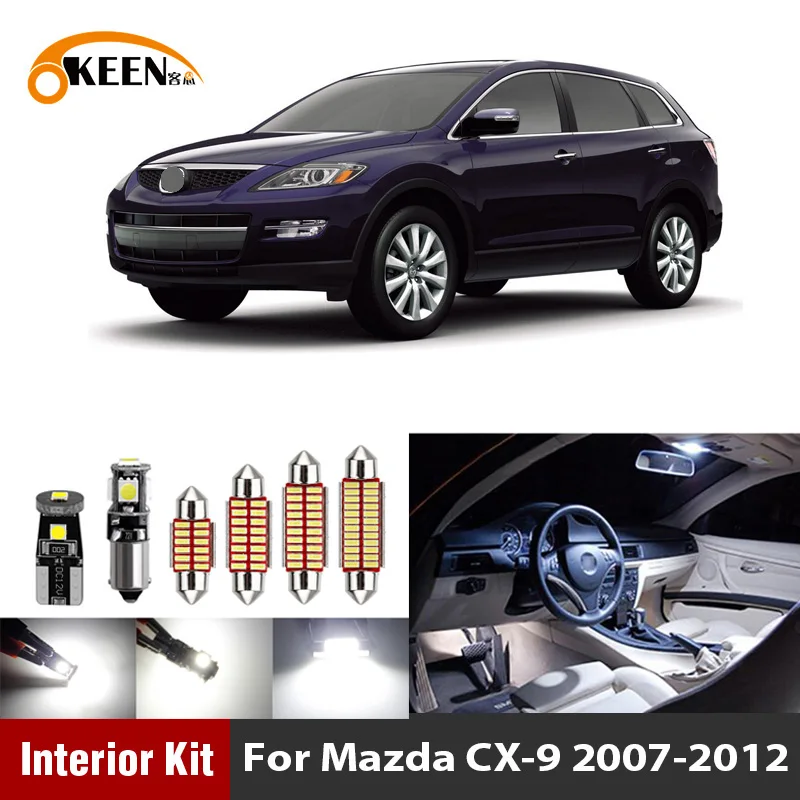11Pcs Canbus Led Lemputės Automobilių Vidaus apšvietimo Komplektas Mazda CX-9 CX9 2007 - 2012 m. Led Vidaus reikalų Dome Kamieno Žibintai, Automobilių reikmenys