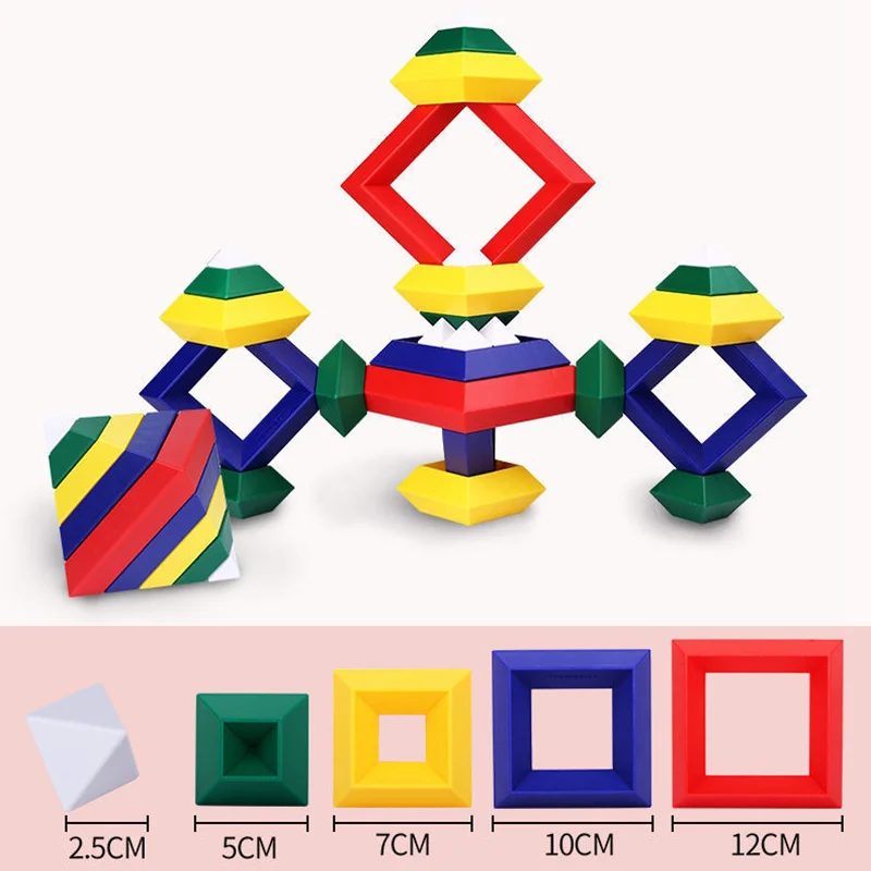 15vnt/Set Montessori Švietimo Žaislai, Piramidė Permainingi Blokai Geometrinis Tėvų-Vaikų Interaktyvūs Žaislai Vaikas