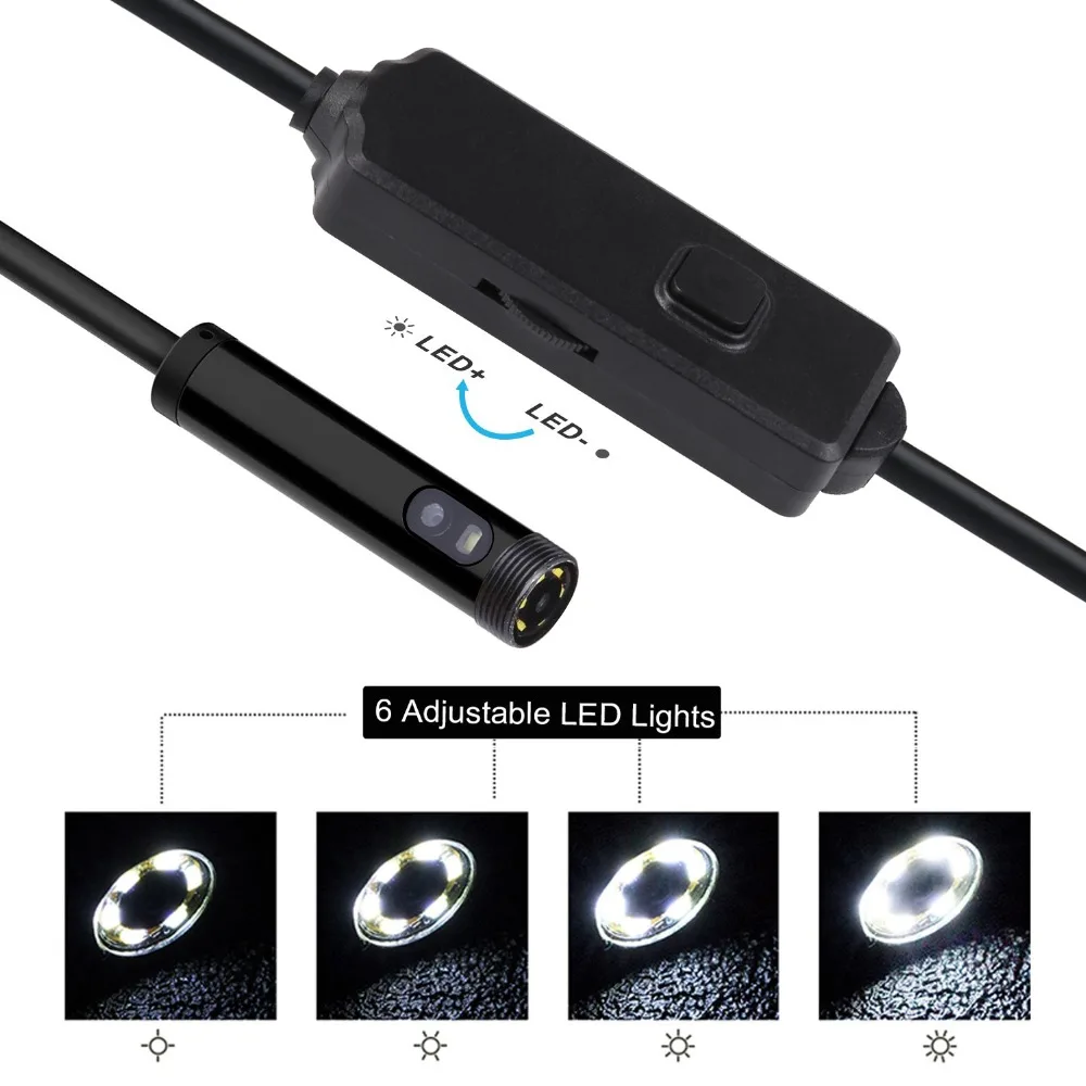 1m/2m/3m/5m 3IN1 USB Dual Endoskopą Kamera HD Sunku Kabelio Tikrinimo Kamera 8mm 6 LED Borescope Android PC Endoskopą