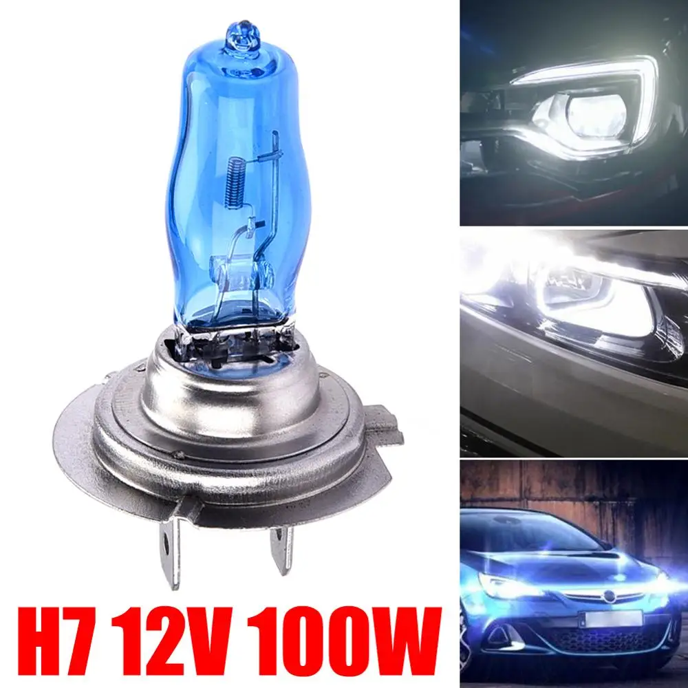 2 vnt H7 100W Halogeninių Lempučių Super Balto Kvarcinio Stiklo 12V 4500K Xenon Tamsiai Mėlynos spalvos Automobilio Žibintų Lemputės Auto Lempos