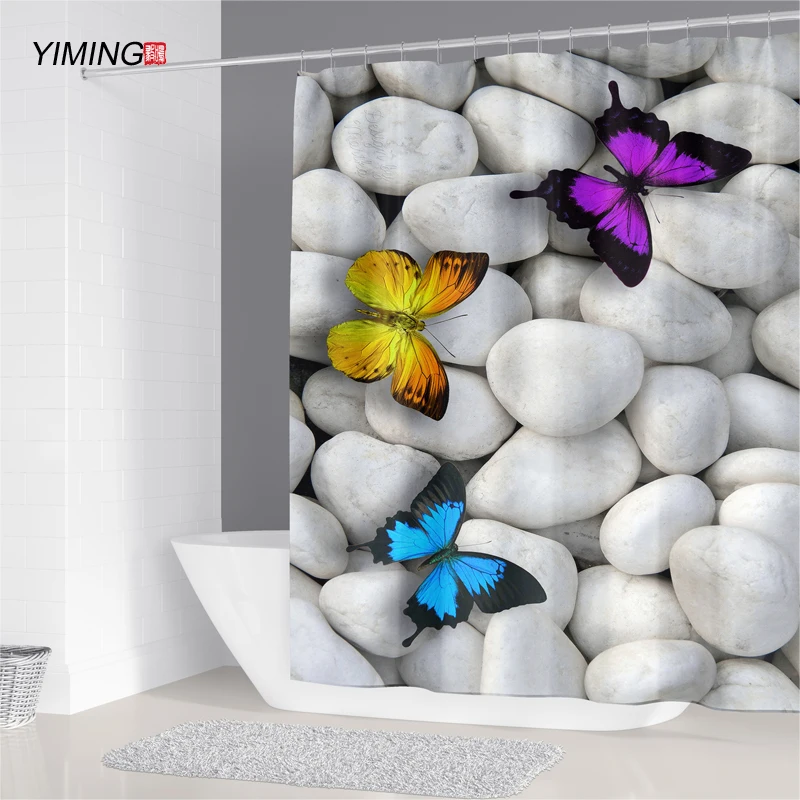 200x180 vonios užuolaidų 3D spalvotas drugelis spausdinimo poliesteris atsparus vandeniui vonios kambarys dekoratyvinis dušo užuolaidos su kabliu galima skalbti
