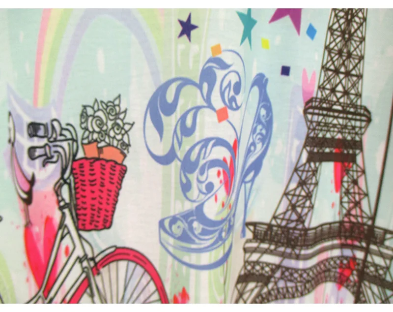 2016 Mados Eifelio Bokštas išspausdintas viršų tees moterys trumpas rankovėmis O-kaklo vasaros tees merginos spausdinimo t-marškiniai, didmeninė kaina