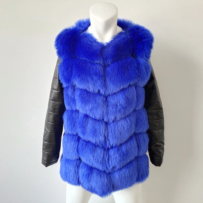 2018 nauji aukštos imitacija silver fox fur coat PU rankovėmis, šiltas žieminis paltas lapės kailis didelis metrų paltas dirbtiniais kailiais kailio moteriški kailiniai