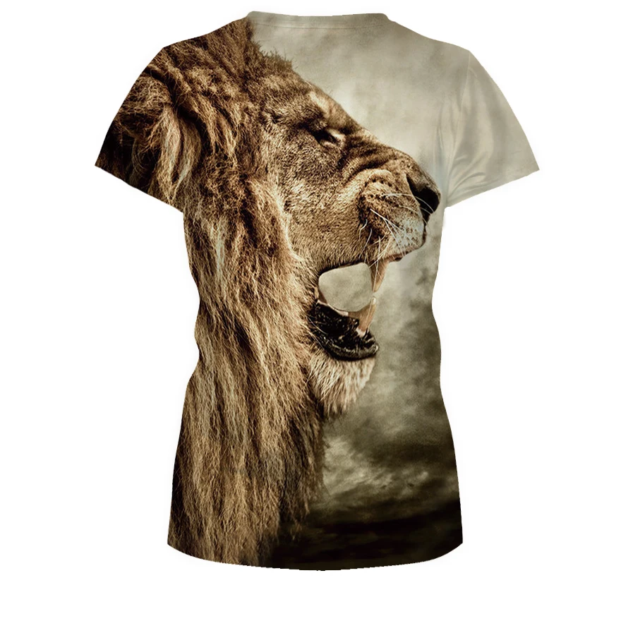 2019 Naujų Karšto juokinga Vyrų marškinėlius trumpomis Rankovėmis Vasarą realistiškas 3D Liūto galva skaitmeninis atspausdintas T-shirt Viršūnes Tees S-3XL NA188