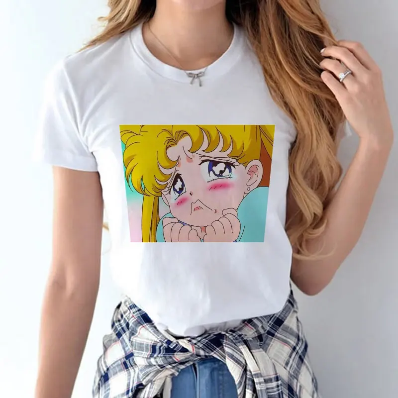 2019 m. Vasarą Naujas Mados marškinėliai Sailor Moon Spausdinti Harajuku trumparankoviai Įdomus T-shirt Animacinių filmų Marškinius, Marškinėlius Moteris