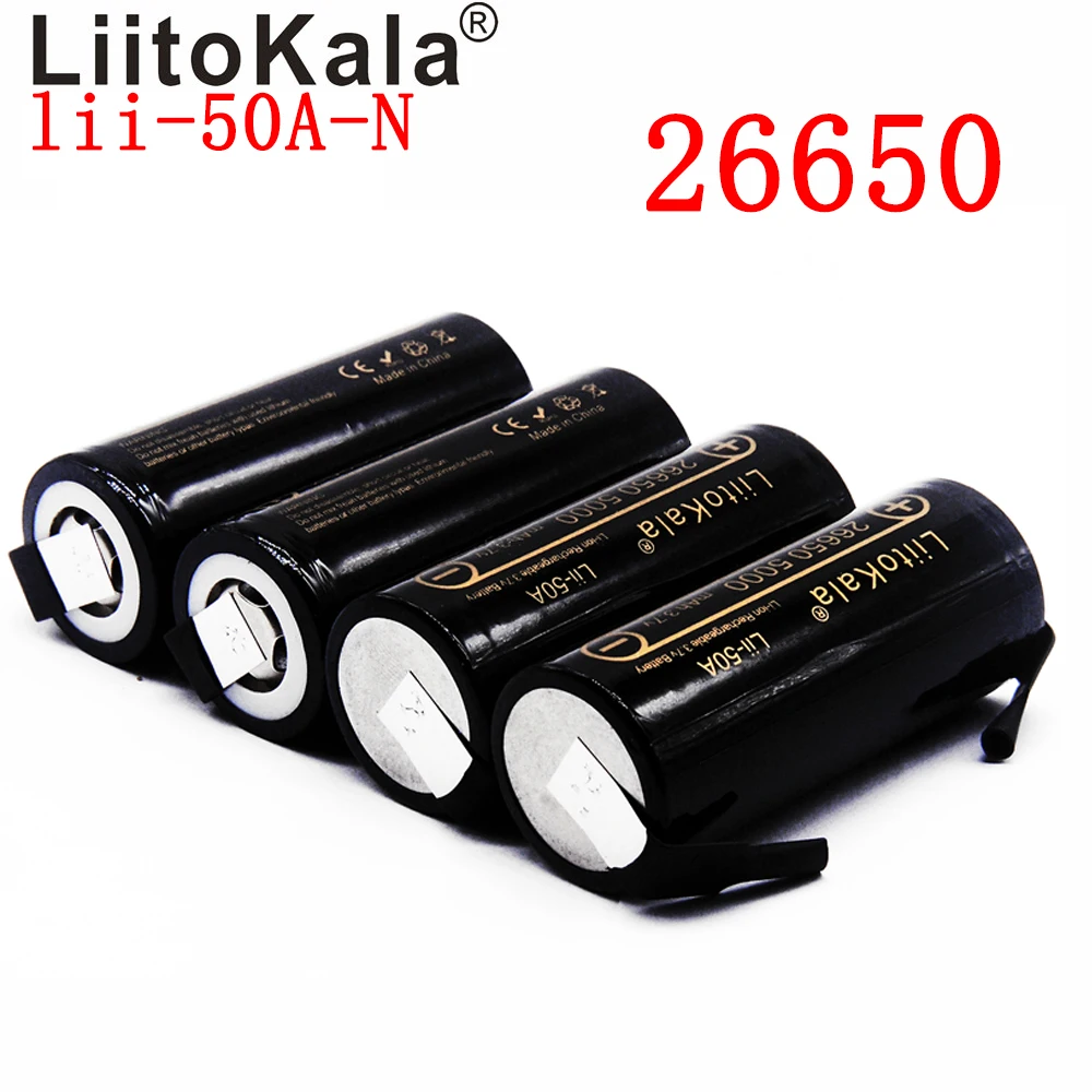 2020 NAUJAS LiitoKala lii-50A-N 26650 5000mah ličio baterija 3.7 V 5000mAh 26650 daugkartinio įkrovimo baterija tinka flashligh NAUJAS