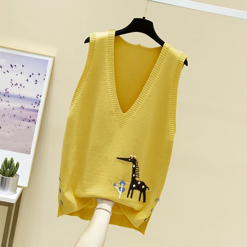 2020 m. pavasarį naujas v-kaklo, megzti liemenė han edition prarasti moterų megztinis liemenė liemenė ne dėvėti rankovių rezervuaro viršaus