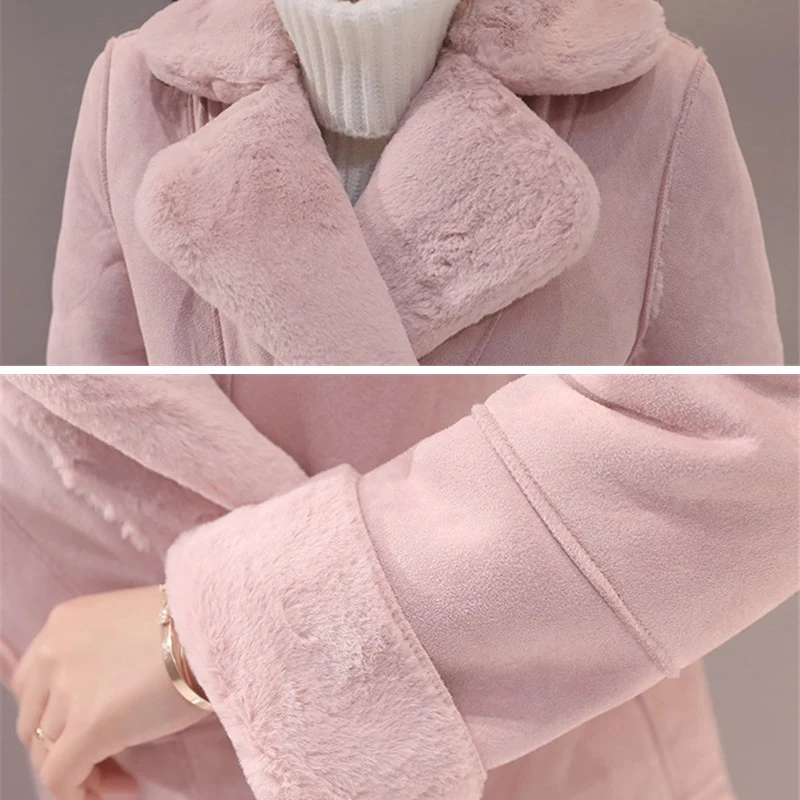 2020 m. Žiemos Moterys ėriukų vilna Paltas Plius Aksomo Atsitiktinis dvieiliai Kašmyro Paltą Moteris Elegantiškas ilgomis Rankovėmis Viršutiniai drabužiai R537