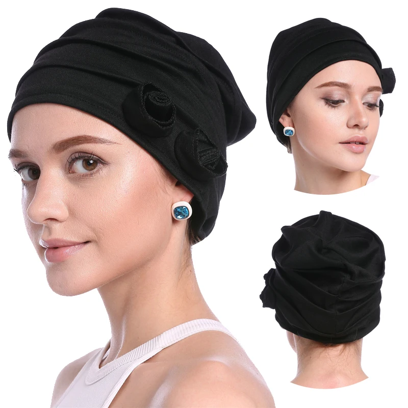 2020Fashion Moterų Musulmonišką Hidžabą Skrybėlę Turbaną Kepurės Kietas Medvilnės Gėlių Skarelė Skrybėlės Minkšta Elastinga Arabų Galvos Wrap Islamas variklio Dangčio