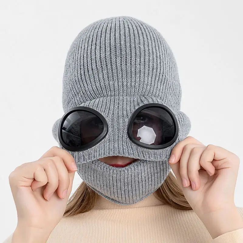 2021 Mados Unisex rusijos Žiemos Skrybėlę Šiltas Knitt Skrybėlę Moterų Pilotas juoda Ausų Flap Kepurė Su Akiniai, Ausies apsauginės ausinės galvos Apdangalai