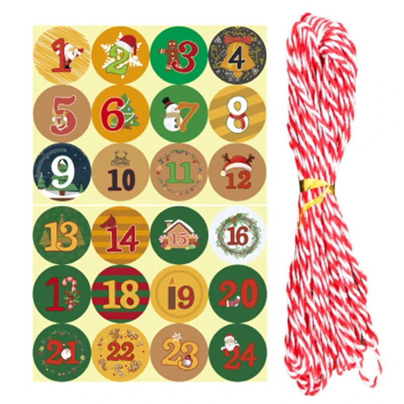 24 Rinkinių Kraft Popieriaus Maišelį Saldainių, Dovanų, Maisto Pakavimo Gydyti Krepšiai 1-24 Advento Kalendorius Lipdukai Kalėdų Vakarėlį Tiekimo