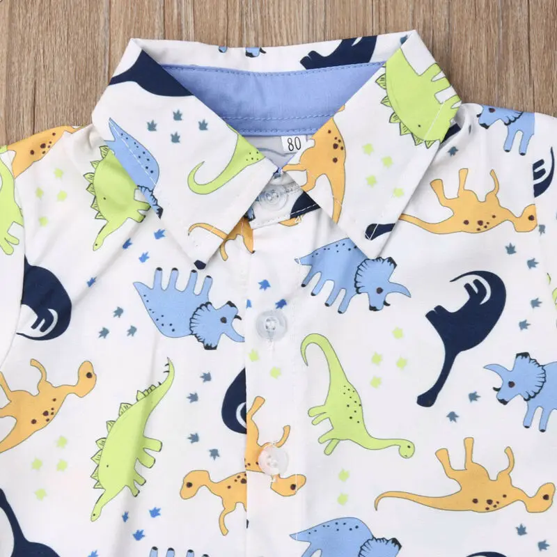 2vnt Bamblys Berniuko Drabužių Dinozaurą T-shirt Viršūnes+Trumpas Kelnes Vasaros Apranga