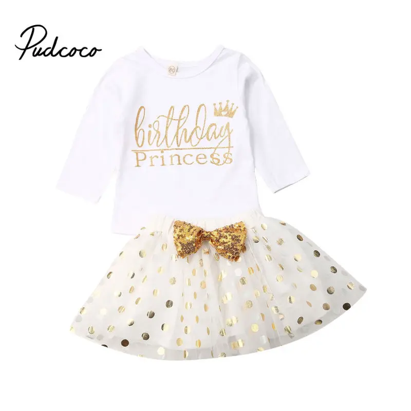 2vnt Tutu Sukneles Komplektus Gimtadienio Baby Girl Drabužiai Princesė T-shirt + Sijonas Vaikams, Vaikų Drabužiai Rinkiniai 3-8 Metų