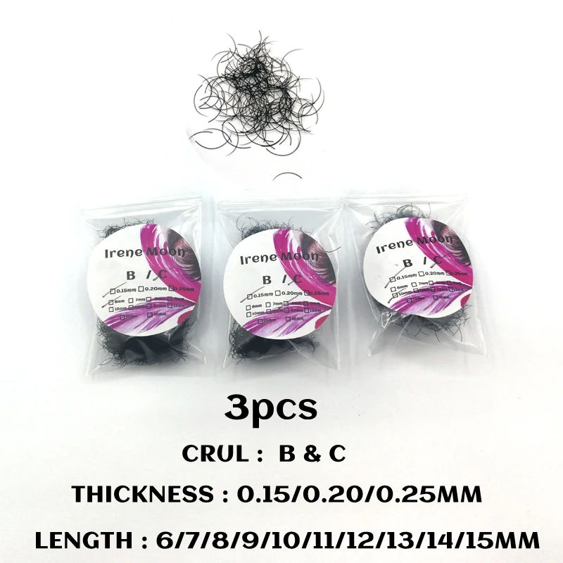 3 pakuotės B&C Curl Atskirų False Lashes 0.15/0.20/0.25 mm ir 6-15mm Prarasti Urmu Netikrų Blakstienų Pratęsimo Faux Cils Blakstienų Makiažas