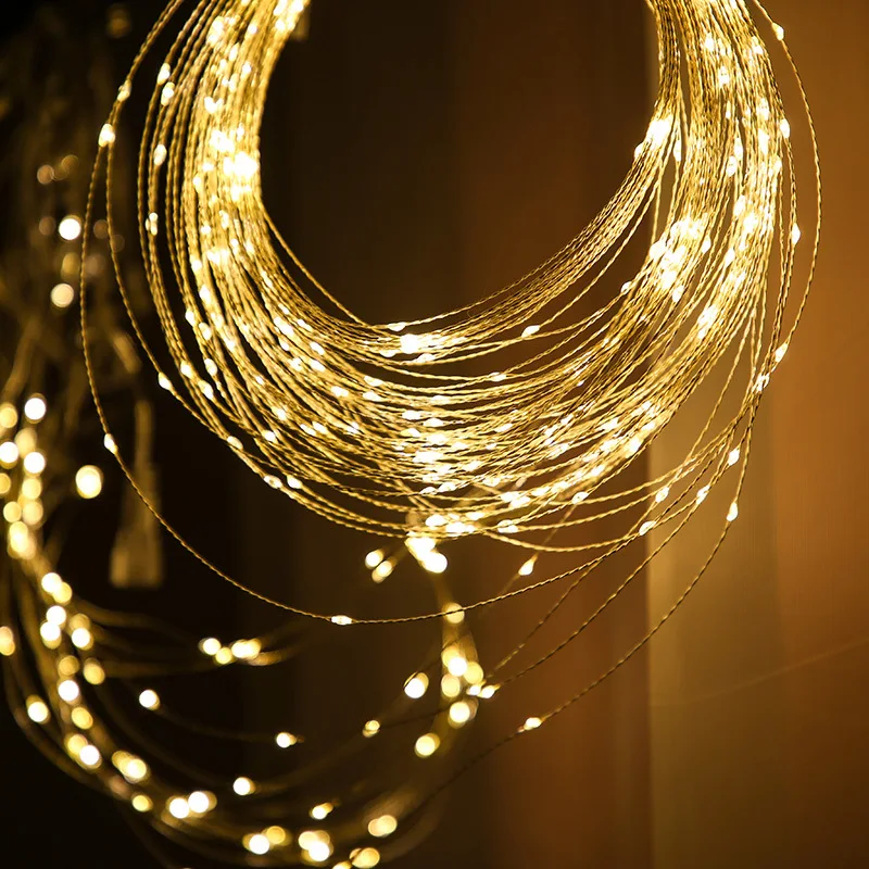 300 LED Užuolaidos Varinės Vielos Šviesos Eilutę Pasakų Girliandą Užuolaidų USB String Žiburiai Kalėdų Vestuves Atostogų Apdaila