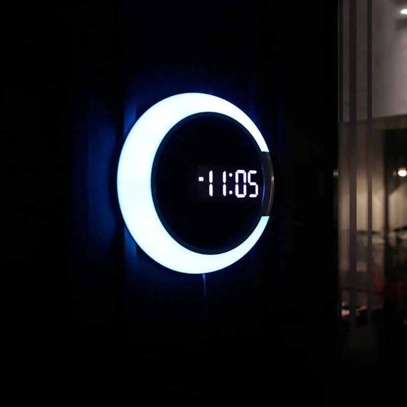 3D Skaitmeninis LED Sieninis Laikrodis Žadintuvas Veidrodis Tuščiaviduriai Žiūrėti Stalo Laikrodis 7 Spalvų Temperatūros naktinė lempa Namų Kambarį Papuošalai