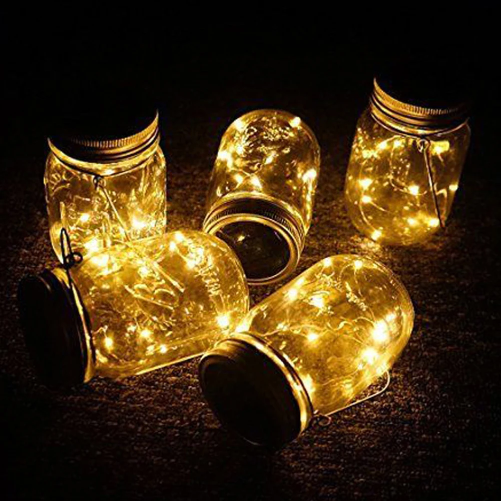 3pc/set LED Fairy Light Saulės energija Varomas String Lempos Spalvinga Stiklainio Dangtelį Įdėkite Šviesos Sode Dekoro Kalėdų, Vestuvių Dropship