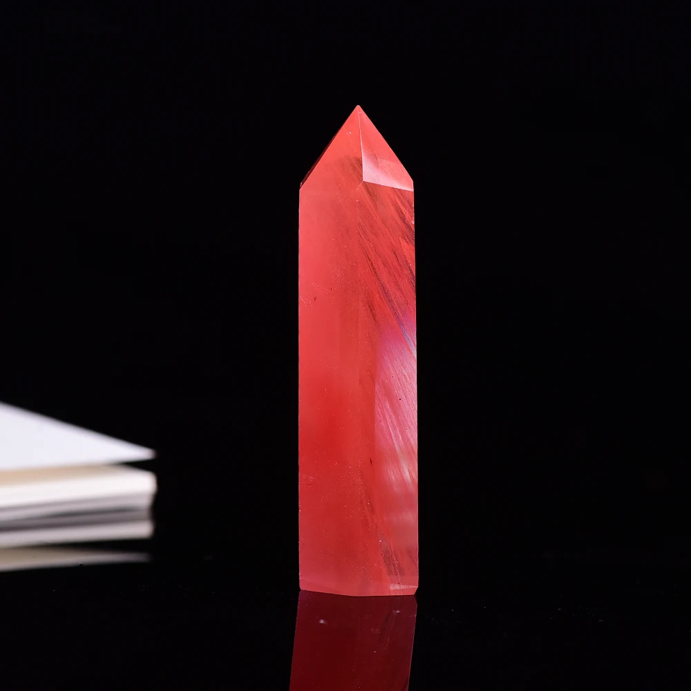 4-7cm 1pc Dirbtinis Akmuo kristalas Crystal Taško Gydymo Obeliskas Raudona lydymo Lazdelė Gražus Ornamentas, Namų Dekoro
