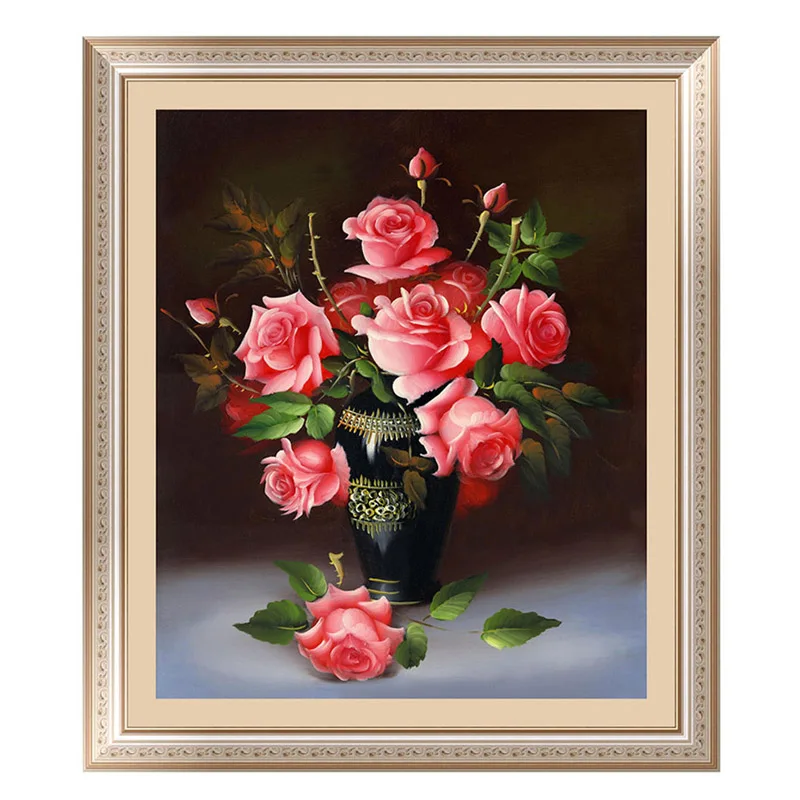 40*46cm 5D Rožių Gėlių Diamond Tapybos Diamond Siuvinėjimo Kryželiu Rose Apvalus Akmuo Kryžiaus Mozaikos Rožių Žiedų Namų Dekoro