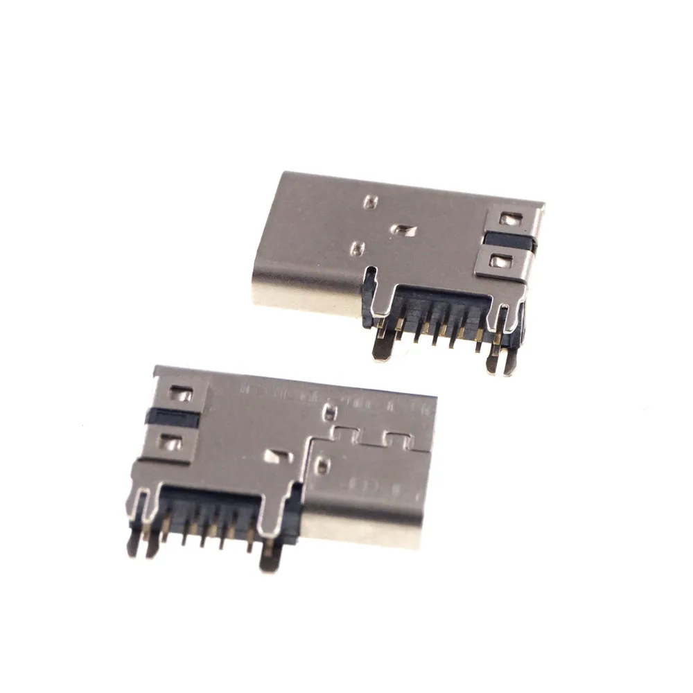 50pcs USB 3.1 C Tipo Jungtis 14 Pin Female Lizdas talpykla Per skyles PCB Vėliavos Tipas Kampas 90 Laipsnių Shield 5A Vbus
