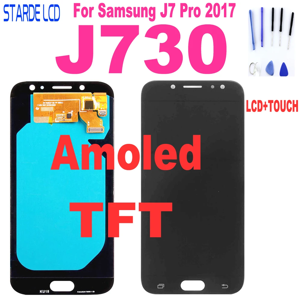 AAA+ J730 LCD Samsung Galaxy J7 Pro LCD 2017 J730 SM-J730F J730FM/DS J730F LCD Ekranas Su Jutikliniu Ekranu, skaitmeninis keitiklis Asamblėja